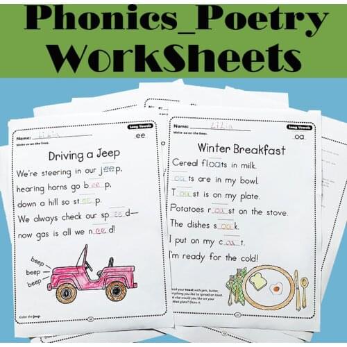 English Phonic Poetry Sentence Filling Worksheets Preschool Learn English Words Passages Workbooks Kids Reading Writing Books
