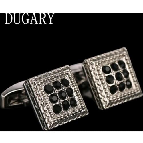 DUGARY Luxury shirt cufflinks for mens Brand cuff buttons cuff links High Quality Square crystal wedding abotoaduras Jewelry ge