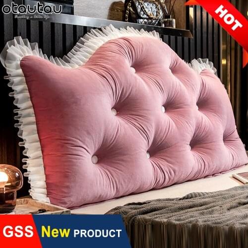 Luxury King Queen Crown Bed Pillow Decorative Princess Backrest Headboard Cushion Bedroom Home Decor Wedding Bedding Set Velvet