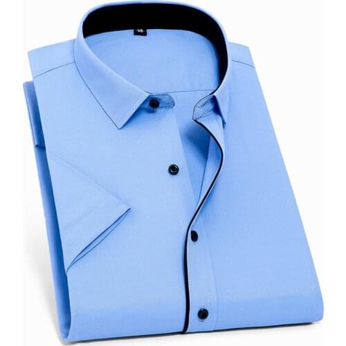 5XL 6XL 7XL 8XL large size Twill / Pure Color Thin Half Sleeve White Shirt Men Short Sleeves Fit Formal Male Social Shirts