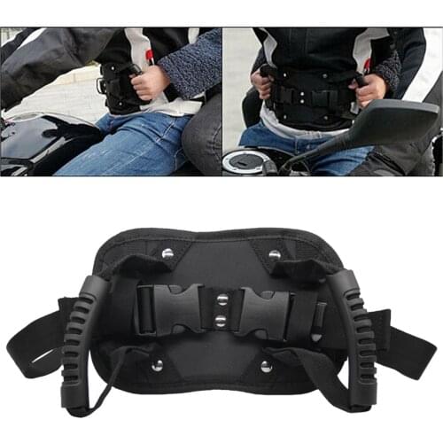 Motorcycle Passenger Safety Belt System Adjustable Strap Grab Handle Armrest for Back Seat Safety