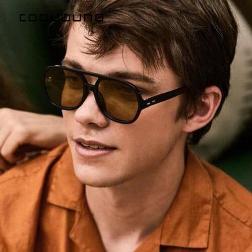 COOYOUNG Double Bridge Men Sunglasses Classic Square Vintage Sunglass Goggles Lady Outdoor Beach Sun Glasses UV400