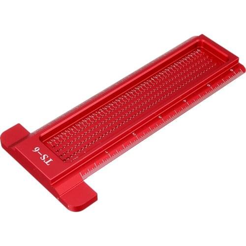 TS 6 Inch Aluminum Alloy Hole Precision Marking T Ruler Hole Positioning Measuring Ruler Woodworking Scriber Scribing T