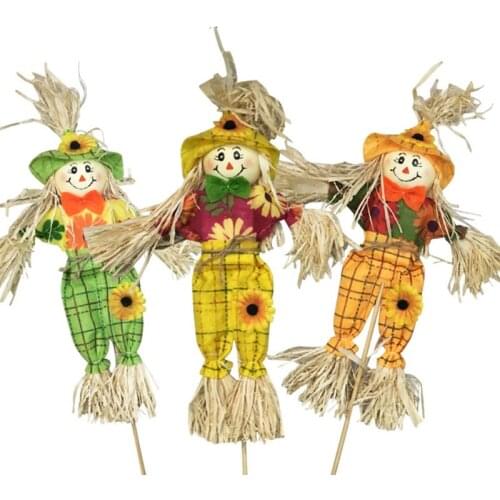 Halloween Scarecrow Decor 15.7 inches Halloween decorations Collect Scarecrow, 3 Pack,Standing Autumn Thanksgiving Decor