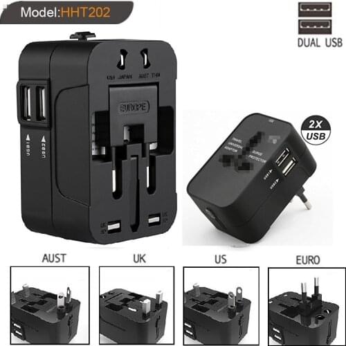 Universal Travel Plug Adapter 2 USB Port Power Outlet Converter EU US UK AU