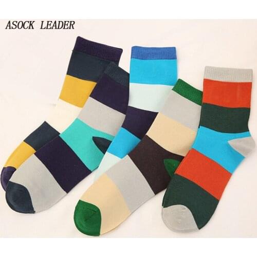 2018 Spring New Cotton Sock Men Fashions Casual Color Matching Socks Long Sock Men Art MenS Gifts Socks 5 Pairs/Lot