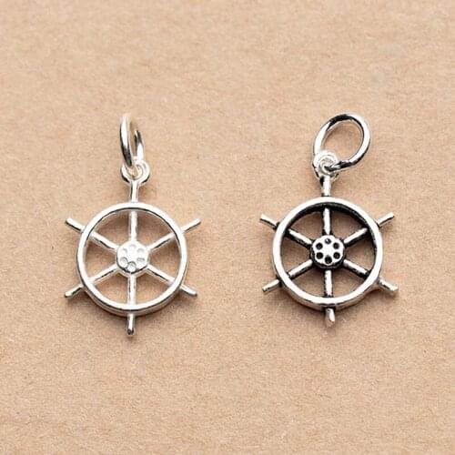 Vintage Craft Silver Rudder Craft Charms DIY Bracelets Earrings 13.5mm 925 Sterling Silver Hand Made Jewelry Dangle Pendants