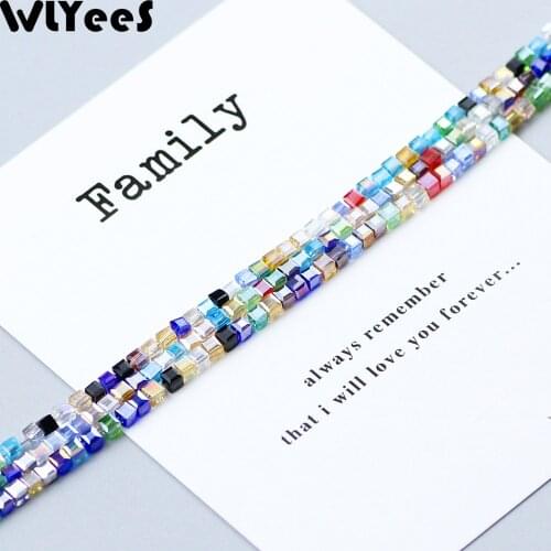 WLYeeS 2mm Austrian Square shape crystal beads 200pcs Diy Accessories Glass Crystal Spacer Loose beads for Women Bracelet Making