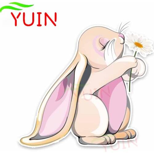 Funny Animal Rabbit Graphical Car Sticker Cartoon Cute Style Motorcycle Cars Accessories PVC Decoration Waterproof Decal 15*14cm