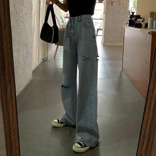 Retro High Waist Lapel Fringed Full Length Womens Jeans Women Harajuku Wide-Leg Pants Streetwear Denim Trousers
