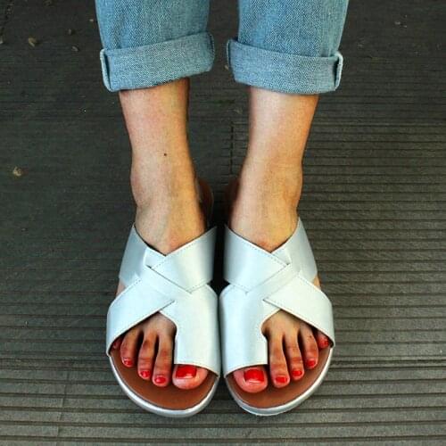 Women Sandals PU Leather Slippers Shoes Woman Orthopedic Bunion Corrector Platform Wedge Sandal Big Toe Correction Sandal Wedges