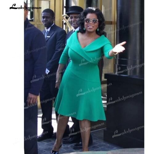 2021 Knee-Length A-LINE Three Quarter V Neck Satin Mother Of The Bride Dress Elegant vestidos para madre de novia Lakshmigown