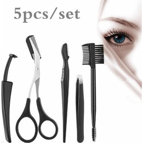 1/3/4/5Pcs Professional Eyebrow Trimming Tool Set Tweezer Eyelash Cutter Eyebrow Clipper Stainless Steel Eyebrow Makeup Scissors