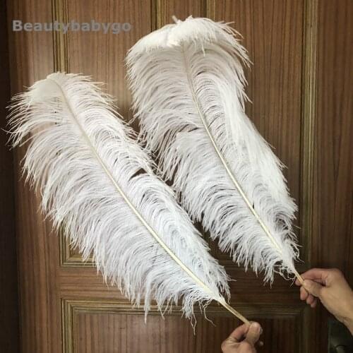 10 Pieces White Ostrich Feathers For Wedding Centerpieces 65-70cm 26-28 inches Natural Rare Ostrich Plumes Carnival Backpieces