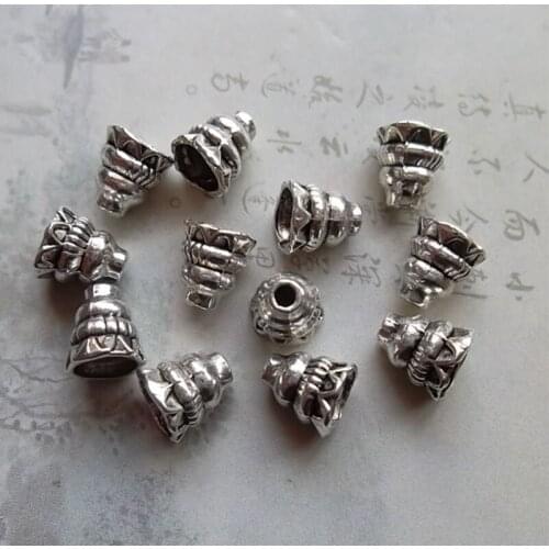100pcs/lot Tibetan Silver Lotus Design Bead Caps 8x7mm Handmade End Cap Receptacle DIY Jewelry Accessories For Bracelets Earring