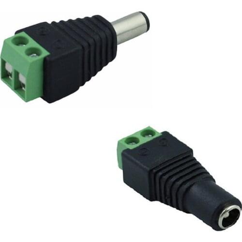 2/10 pcs Male Female DC Connector 2.1*5.5mm Power Jack Adapter Plug Cable for 3528/5050/5630 single color LED strip light CCTV