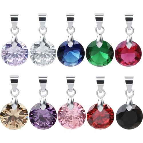 2pcs Round 3A Cubic Zircon Pendant 10mm 12mm 14mm Big Crystal Charms for Necklace Bracelet DIY Jewelry Making Findings