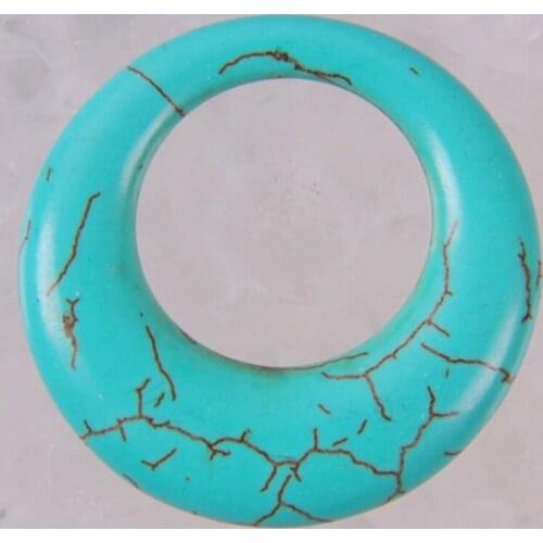 33x33MM Blue Howlite Bead GEM Pendant Circle Jewelry S042