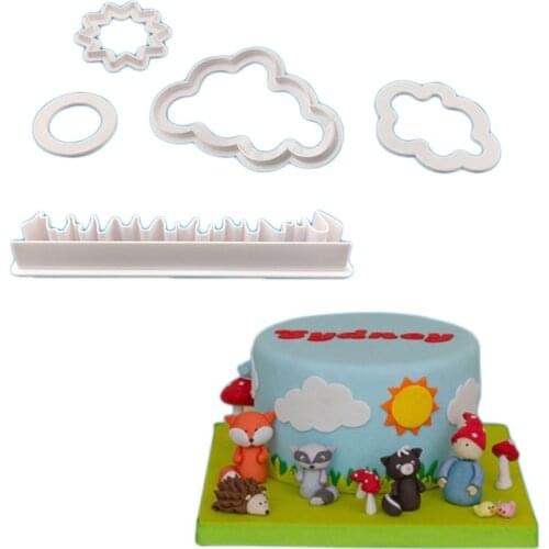 5 Pcs/set Grass Sun Cloud Cake Cutter Sugarcraft Cookie Mold Fondant Reusable Cake Decorating Tools For Biscuit Cupcake Pastry