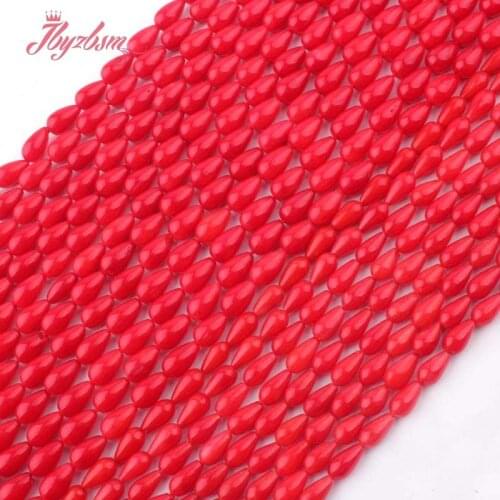 5x8,4x6mm Natural Smooth Drop Red Coral Stone Beads Strand 15" For DIY Necklace Bracelets Fashion Jewelry Making,Free Shipping