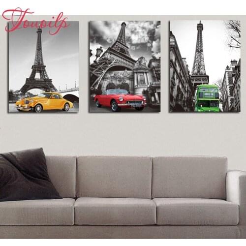 DIY Diamond Painting 3 pcs London Bus Decorative Picture of Rhinestone Mosaic Cross Stitch Diamond Pattern 5D Diamond Embroidery