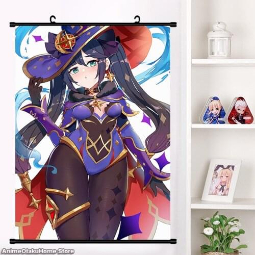 Anime Game Genshin Impact mona Poster Wall Scroll Painting Mural Fashion Home Decor Collection Art