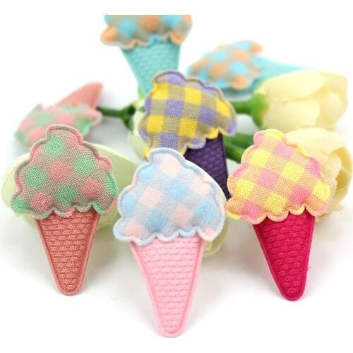 50Pcs 2.3*3.5cm Ice Cream Padded Appliques for Babys Hairpin Crafts Headwear Decoration Handmade Ornament Accessories Wholesale