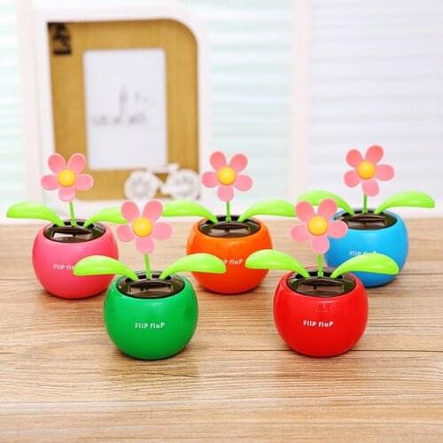 Car Flowerpot Solar Power Shaking Head Cartoon Auto Dashboard Decoration