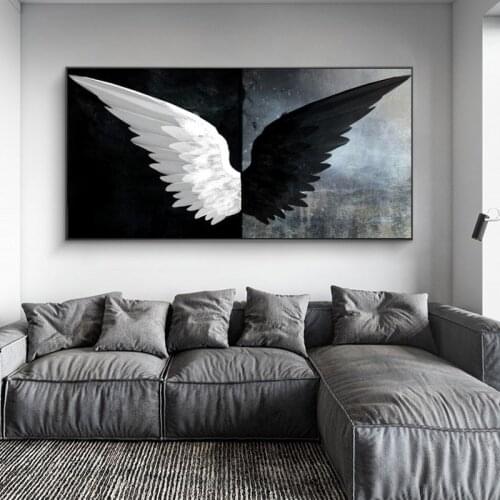 Black and White Angel Wings Canvas Paintings on The Wall Art Pictures Modern Posters and Prints for Living Room Home Decor