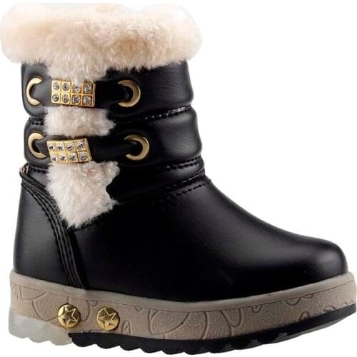 Twingo 9062 Black Furry Zipper Luminous Girls Children Boots Shoes