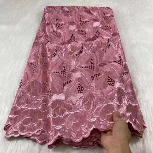 Graceful Solid Color 5 Yards Embroidered Lace Fabrics Flower Pettern With Hot Drilling African Net Fabric For Dress 99236A8