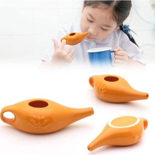 250ml Ceramic Neti Pot Nose Washing Kit Comfortable Spout Pot for Sinus Rhinitis Allergy #W0