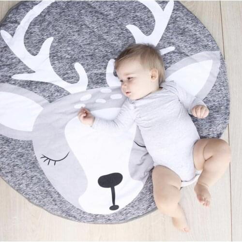 Nordic INS with Childrens Room Crawling Mat Christmas Elk with Cotton Game Pad Photograph Props for Kids Playing
