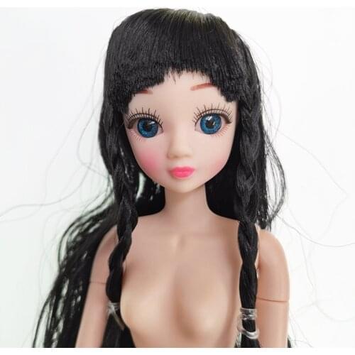 30cm 3D Blue Eyes Nude Doll 11 Movable Joint 1/6 Women Beautiful Face Girl Toy (Rarely Hair Like Picture Show)