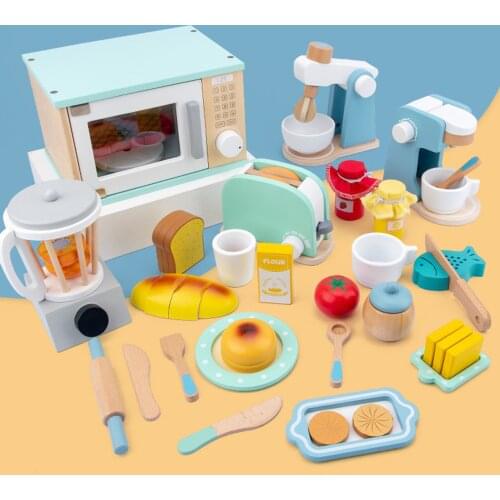 Hot Selling Children Wooden Kitchen Toys Simulation Kitchen Utensils Food Cookware Pot Pan Play Kitchen Set Toys Girl Boy Home