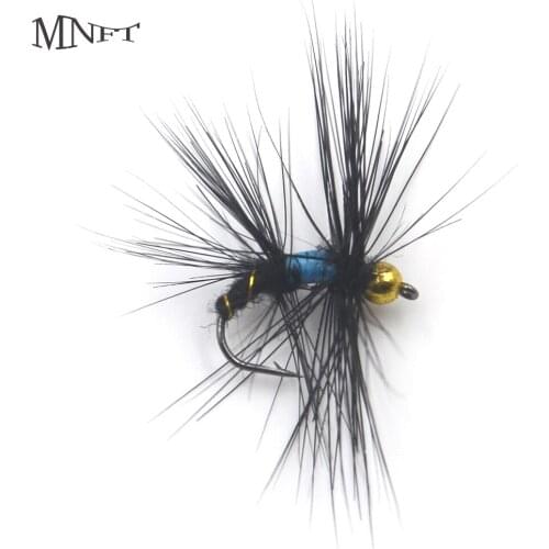 MNFT 10PCS New Black & Blue Body with Brass Bead Head Nymph Fly Bass Trout Dry Flies Trout Fishing Lure 10