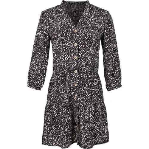 Fashion Thin Breathable Dot Print Dress Lady Dress V Neck for Summer