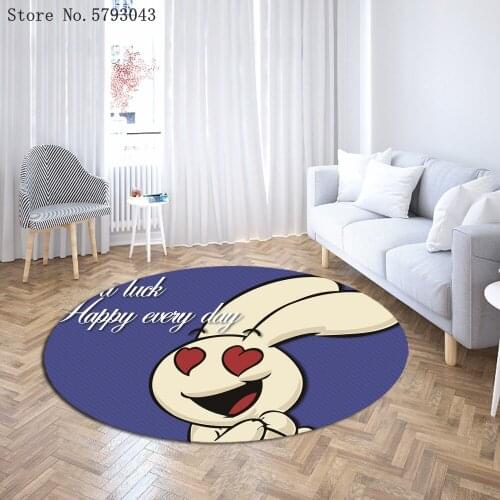 Cartoon Chair Area Carpet Rabbit Round Carpet 3D Print Funny Fashion Animals Floor Rugs Home Custom Polyester Fiber Floor Mat