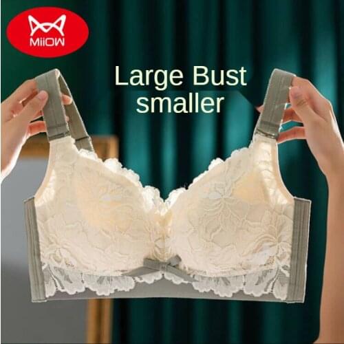 MiiOW Underwear Womens Breasts Show Small Bras Thin Anti-shock Shrinking Bra Latex Adjustment Type Gather To Prevent Sagging