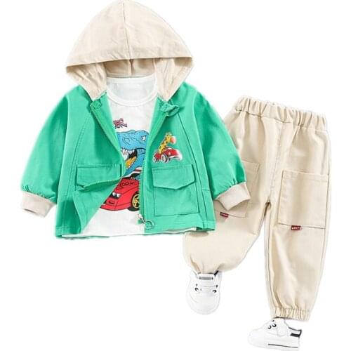New Autumn Outfits Baby Girls Clothes Children Boys Hooded Jacket T-Shirt Pants 3Pcs/sets Toddler Casual Costume Kids Tracksuits