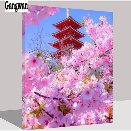 New Year Gift Diamond Painting Cherry Blossoms pattern DIY 5D Full Square round Diamond Embroidery Diamond Mosaic Cross Stitch
