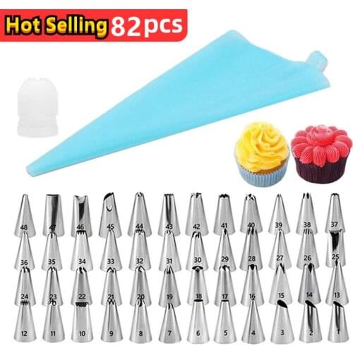Creative New 82 Pcs Silicone Pastry Bag Tips Kitchen DIY Icing Piping Nozzle + Cream Reusable Cake Decorating Tools Pastry Bags