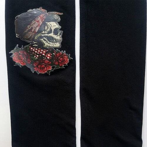 New Womens Tights Black Tights Skull flower Printed Womens Fashion Pantyhose Warm Pantyhose Female Girl Thick Tights