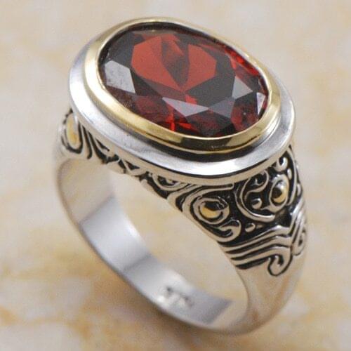 Wholesale & Retail Brand New 12*14mm Garnet 925 Sterling Silver Ring Free Shipping F362 USA size 6 7 8 9 10