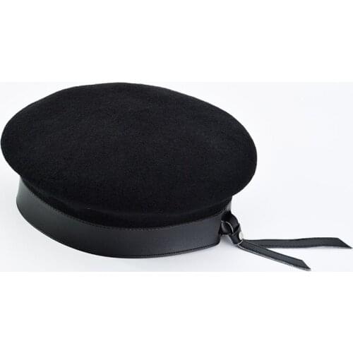 Fall and Winter Fashion Wool Fabric Human Leather Edge with Breathable Eye Berry,Hat Artist Hat Chaozhou Bud Cap