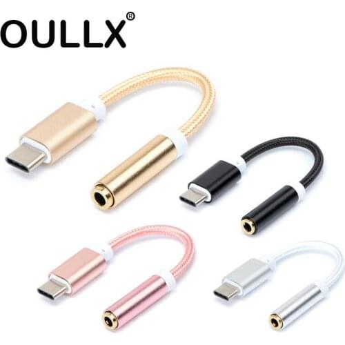 OULLX Type C 3.5 Jack Earphone USB C to 3.5mm AUX Headphones Adapter For Huawei mate 20 P30 pro Xiaomi Mi 6 8 9 SE Audio cable