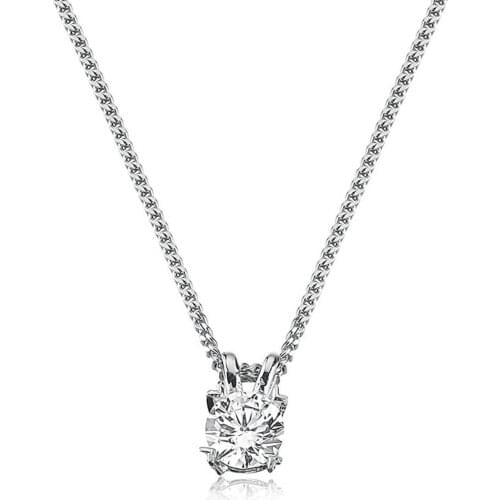 Valori Jewels 0.60 Carat, Zirconia White Gemstone, Rhodium Plated, Solitaire Pendant Necklace