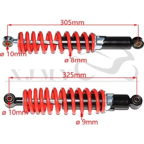 305mm front shock absorber 325mm rear shock absorber, suitable for motorcycle 50cc 70 90 110 125cc off-road bike ATV kart