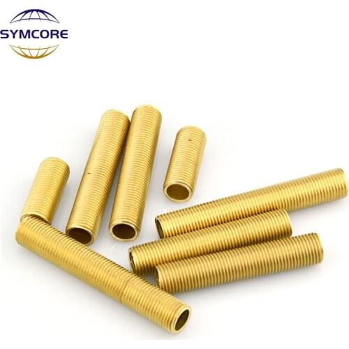 Full brass tooth tube M10 pure copper hollow tube fine tooth connecting rod full thread tube golden lamp connection accessories