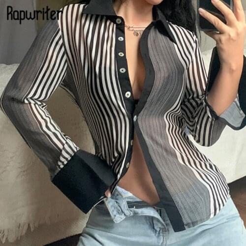 Женские рубашки в полоску Rapwriter China At AliExpress